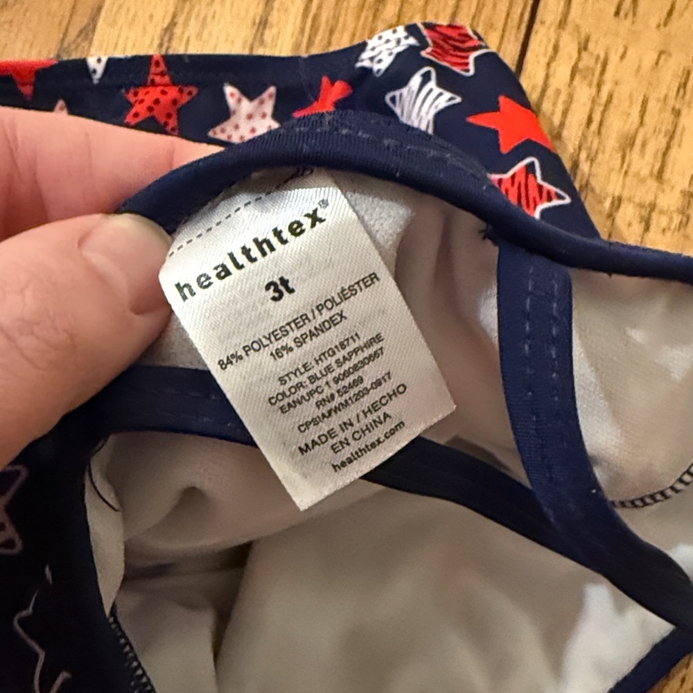 Healthtex Navy Starry Kids One Piece Swimsuit 4th of July 3T - Picture 3 of 3